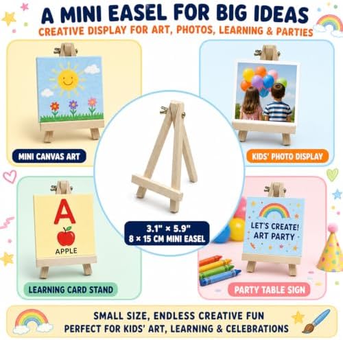 18-Set Mini Canvas Boards with Easels, 4 x 4 Inch, Paint Party
