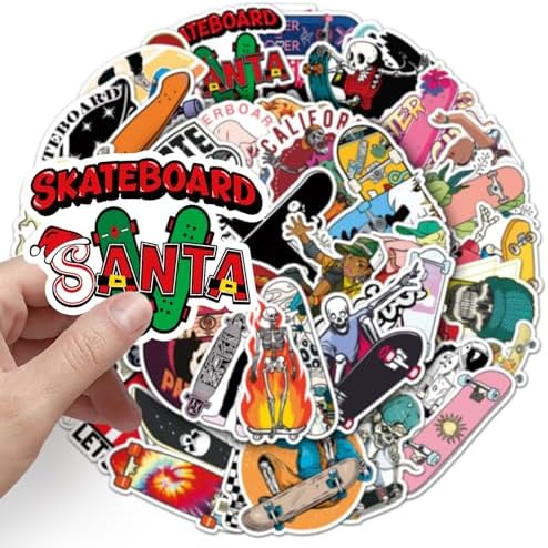 Cool Skateboard Stickers, 50 Pcs Finger Skateboarding Stickers for Adults, Vinyl Waterproof Sticker Packs Bulk for Laptop Water Bottles Suitcase Phone Case Luggage Car