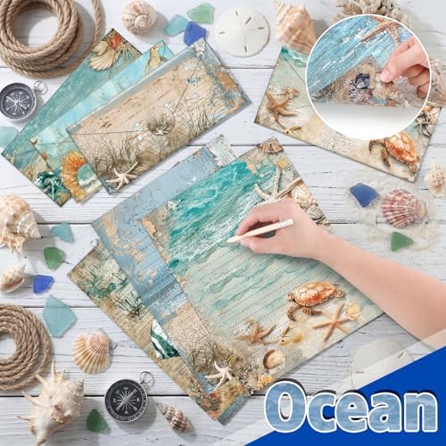TaoBary 160 Pcs Ocean Stationery Paper and Envelopes Set, 8.5 x 11''