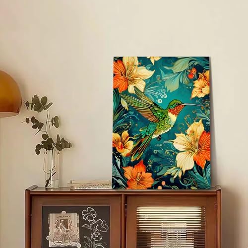 Reivworl Hummingbird Paint by Numbers Kit for Adults Beginner 16×20 inch