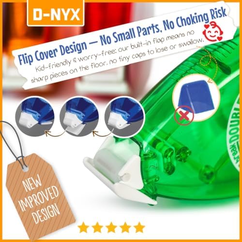 D-NYX Double Sided Tape Scrapbook Tape Roller, Adhesive Glue Runner, Scrapbooking Journaling Supplies, Must Have Glue Tape Roller for Paper Art & Craft Card Making Gift Wrapping Office School Home