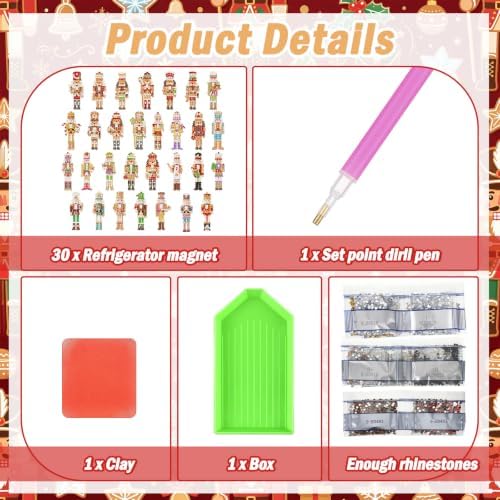 Motipuns 30 Pcs Diamond Magnets,the Nutcracker,Khaki
