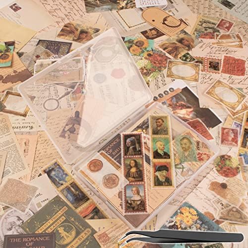 200Pcs Vintage Scrapbook Stickers, Aesthetic Junk Journal Stamping Supplies Kit, Scrapbooking Ephemera Washi Paper for Bullet Journaling Planners Diary Collage (Artistic)