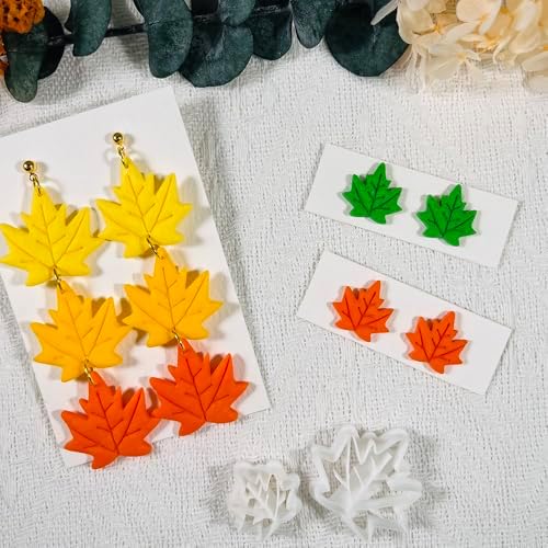 Xaekicr Polymer Clay Cutters Maple Leaf Set – 2PCS Fall Leaf Clay Earring Cutters for Polymer Clay Jewelry, Autumn Theme Clay Tools and Cutters for Earrings, Crafts and Seasonal DIY