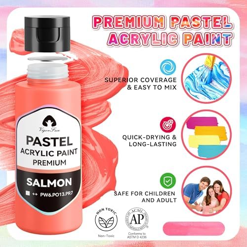 40 Pcs Acrylic Paint Set, 24 Colors 2oz/60ml Rich Pigments (Pastel)