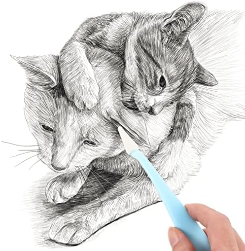 Sketch Drawing Tools Set: 3pcs Plastic Washable Sponge Wiper with 30 Replacement Heads for Blending, Erasing, and Charcoal Art