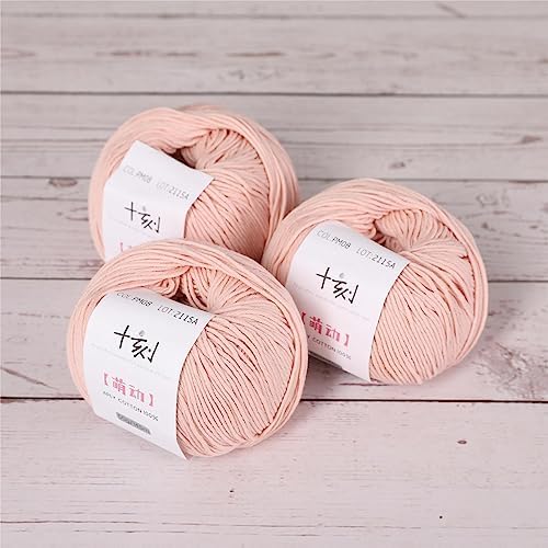 Fine Weight Knitted and Crocheted Cotton Yarn, 100% Long Staple Cotton Yarn, Baby Sports, 2 Packages of 100g/3.52oz (Per Skein 50g/162yards) - Coral Pink