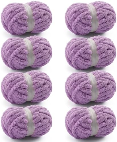 Chunky Yarn for Hand Knitting, Purple Chunky Chenille Yarn for Crocheting