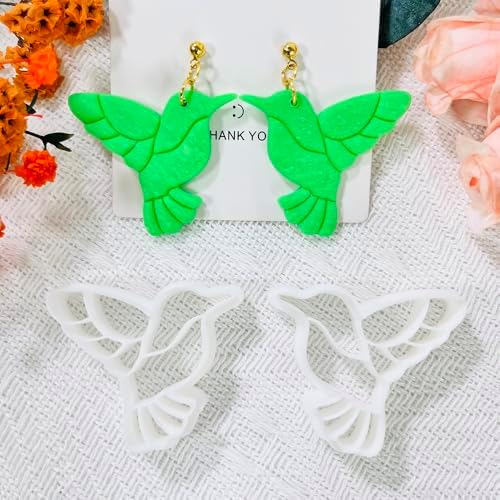 Xaekicr Hummingbird Polymer Clay Cutters – 4 Pcs Clay Cutters for Polymer Clay Jewelry, Bird Shape Clay Earring Cutters, DIY Clay Tools for Earrings and Crafts