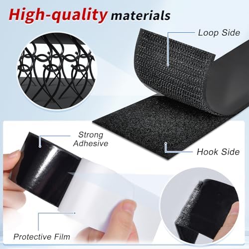 2 Inch x 15Ft Hook and Loop Strips with Adhesive, Double Sided Self Adhesive, Nylon Self Tape for Home Office School and Crafting