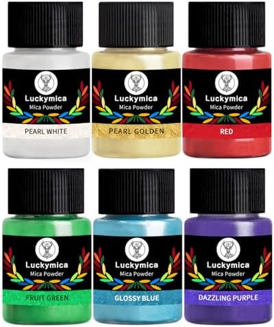 Mica Powder, 6 Colors Pearlescent Pigment Powder for Epoxy Resin, 60g Pearl Pigment Set for Soap Making, Bath Bomb, Candle Making, Art Crafts, Lip Gloss, Nail Polish, Dye - The Classics