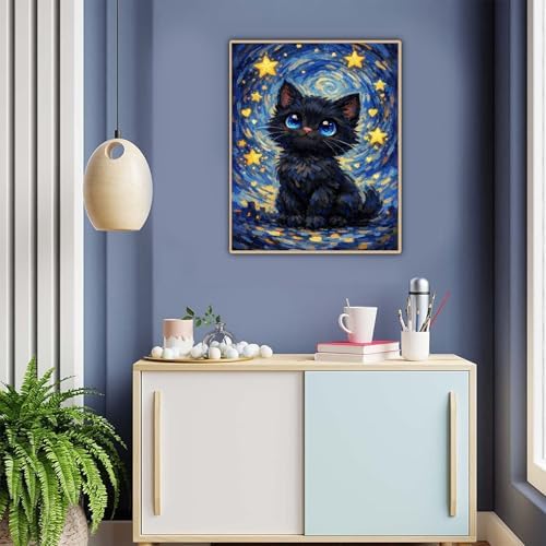 Cat Paint by Numbers for Adults - Starry Sky Paint by Number on Canvas
