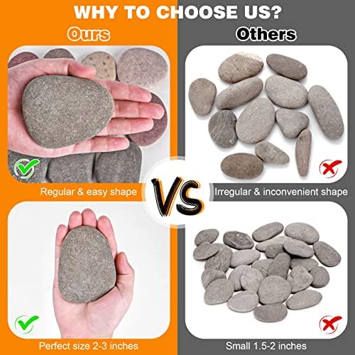 River Rocks for Painting 25 Pcs Large 2-3 Inch Flat Smooth Painting Stones Craft Rock to Paint for Kids Crafts Painting Bulk (Pack of 3)