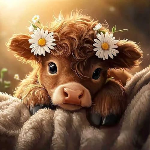Highland Cow Diamond Art Kits for Adults,Diamond Painting Kits for Beginner