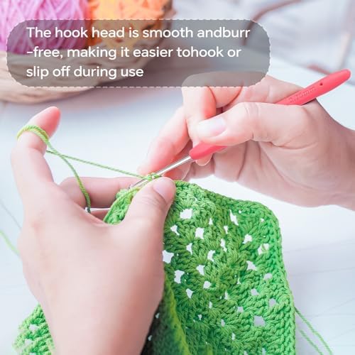 2.75mm Crochet Hook, Ergonomic Crochet Hooks with Soft Rubber Handle and Smooth Glide Head - Lightweight Aluminum Needles for Beginners, Arthritis, Yarn Projects, Long Crafting Sessions (2.75 mm)