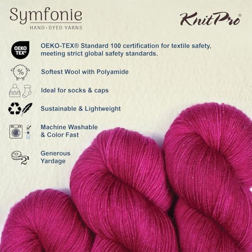 KnitPro Symfonie Fingering Weight Merino Wool Yarn 100g, Pink Mauve