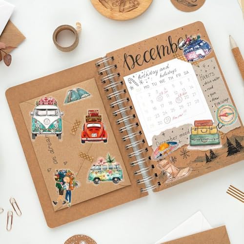 50Pcs Vintage Stickers,Waterproof Transparent PET Aesthetic Decorative Sticker Scrapbooking Supplies for Adult Card Making Letters Planner Journaling Junk Journal DIY Water Bottles Art Craft.Car