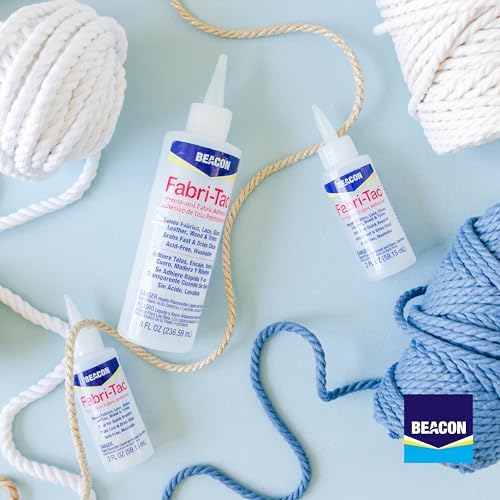 Beacon Fabri-Tac Premium Fabric Glue - Quick Drying, Crystal Clear, Permanent - for Fabrics, Canvas, Lace, Wood and More, 4-Ounce