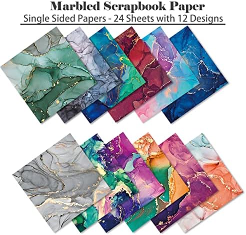 YASMEN Marble Scrapbook Paper Pad, 6x6 Single-Sided Valentine Cardstock Paper Pad for Card Making, Journals, Planner, DIY Envelopes, Greeting Cards, Gift Card, Decorative Art Craft -24 Sheets