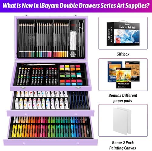 iBayam Art Supplies,195 Pack Deluxe Art Set Drawing Painting Supplies Kits