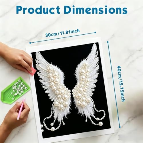 3D Pearl Angel Wings Diamond Art Painting Kits for Adults 12x16inch