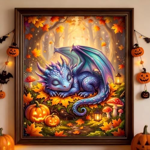 Forest Dragon Diamond Art Kits for Adults, Fall Fantasy Diamond Painting