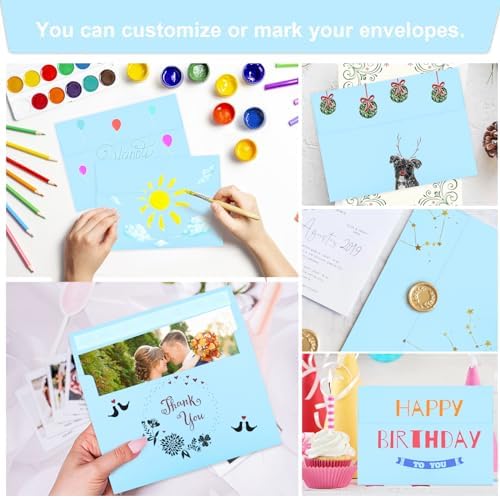 50 Packs Blue 5x7 Envelopes, Blue Envelopes 5x7, A7 Invitation Envelopes Self Seal for Weddings, Invitations, Photos, Greeting Cards, Mailing