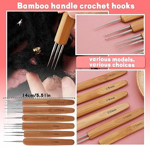 QMNNMA Dreadlock Crochet Hook, 48 Pcs Loc Crochet Needle for Hair