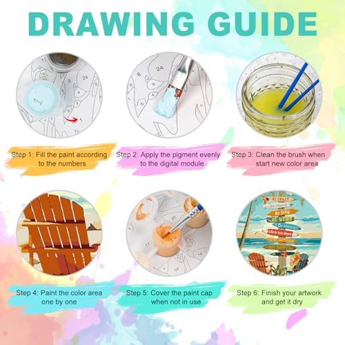 Paint by Numbers Kit for Adults, Beach Sign Number Painting, 16 x 20 Inch | DIY Adult Paint by Number Kit on Canvas for Beginners, without Frame, Coastal Wall Decor, Stress Relief Craft Gift