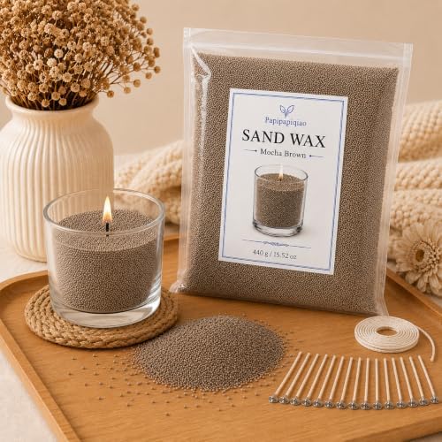 Sand Wax for Candle Making, 440g Refillable Candle Wax Sand,Mocha Brown