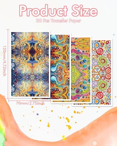 Puocaon Abstract Clay Transfer Paper - 20 Sheets Polymer Clay Transfer Sheets for Earrings Featuring Colorful Abstract Ink Art, Transfer Paper for Polymer Clay Jewelry