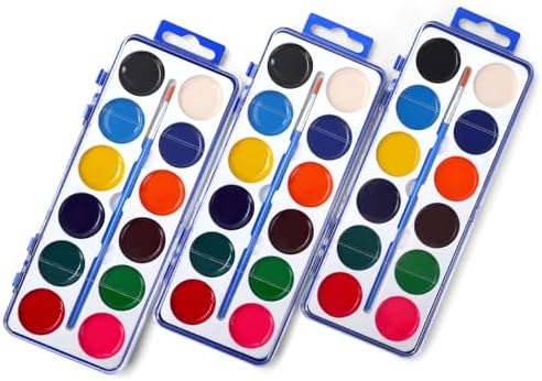 FUMILE 3 Pack Watercolor Paint Set, Washable Non-Toxic Water Colors for Kid