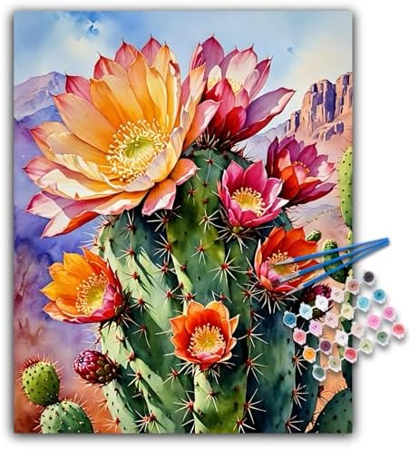 Paint by Numbers Kit for Adults, Cactus DIY Acrylic Canvas Painting Set