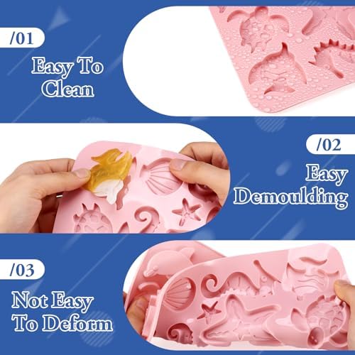 Craftdady Silicone Soap Mold 13 Cavities Ocean Nautical Animal Moulds Trays, 2 Pack for Handmade Craft Biscuit Candy Chocolate Cake UV Resin Epoxy Resin Jewelry Making