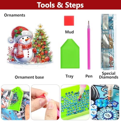 Christmas Diamond Art Kits for Adults,Red Scarf Snowman Diamond Painting