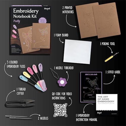 Unwynd Notebook Embroidery Kits Pretty for Adults, Beginners, Cross-Stitch