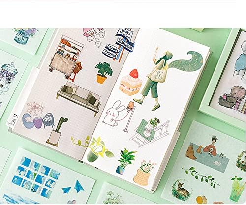 Watercolor Washi Stickers Set (50 Sheets) for Bullet Journaling - Scrapbook Self-Adhesive Sticker Decal for Junk Journal,Scrapbooking Planner, Notebook, DIY Arts Crafts