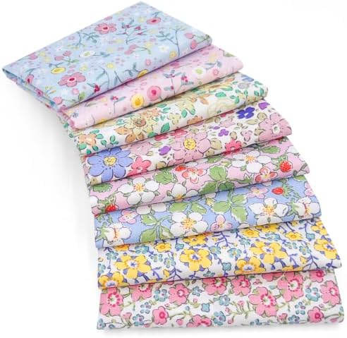 Aubliss 8pcs Fat Quarter Fabric Bundles (100% Cotton - 20'' x 20'')
