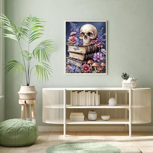 Skull Books Diamond Art Kits for Adults Diamond Painting Kits 12X16 inch