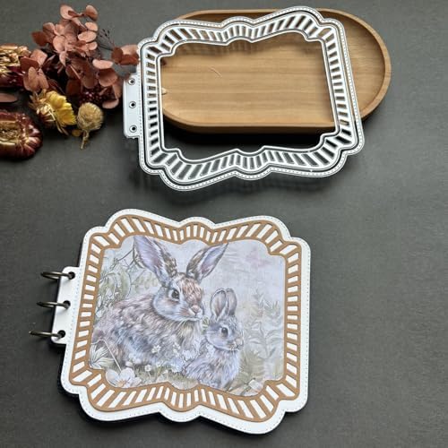 LZBRDY Vintage Charm Lace Frame Die-Cut - Carbon Steel Crafting Dies for Scrapbooking, Card Making, Greeting Cards and Journaling Supplies (Shaped Loose Leaf 6.4 x 5.4 in)