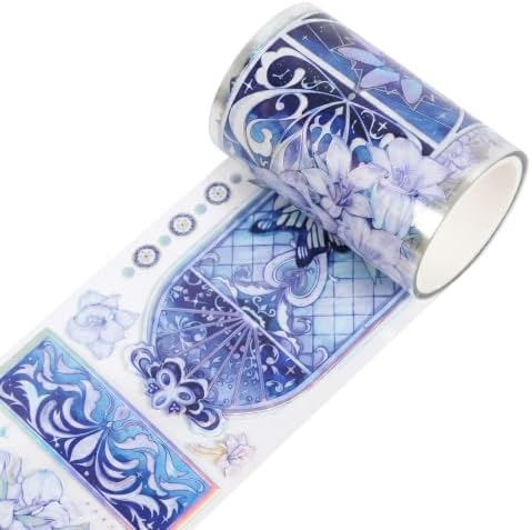 Sitsink PET Tape for Journal Scrapbooking - Gothic Window Purple Flowers PET Tape Stickers for Crafts Junk Journal Supplies Notebook Scrapbook DIY Decor Ornament