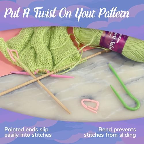 22 Piece Crochet and Knitting Tools Accessories Kit - Plastic Cable Needle Stitch Holders and Locking Ring Stitch Markers