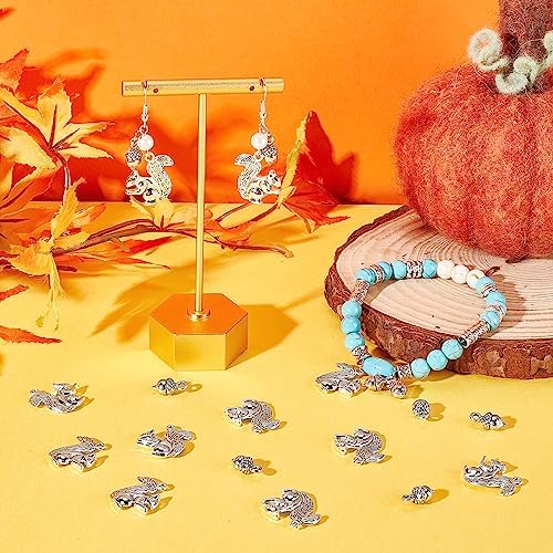 SUNNYCLUE 1 Box 60Pcs Squirrel Charms Thanksgiving Charm Pine Cone Charms Bulk Harvest Tibet Style Alloy Fall Autumn Pendants for Jewelry Making DIY Christmas Gift Earrings Bracelet Crafts