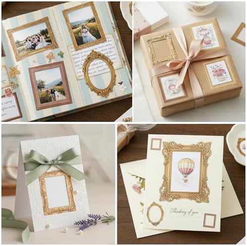 Vintage Frame Stickers 180 PCS for Scrapbooking, Scrapbook Embellishments and Stickers for Junk Journal, Planner, Wedding Album, DIY Craft Supplies and Decorations