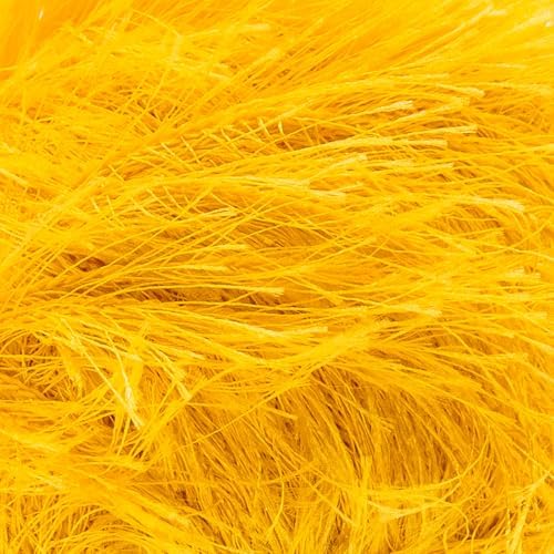 Estako Eyelash Yarn, Soft Fuzzy Faux Fur for Crochet and Knitting, Yellow