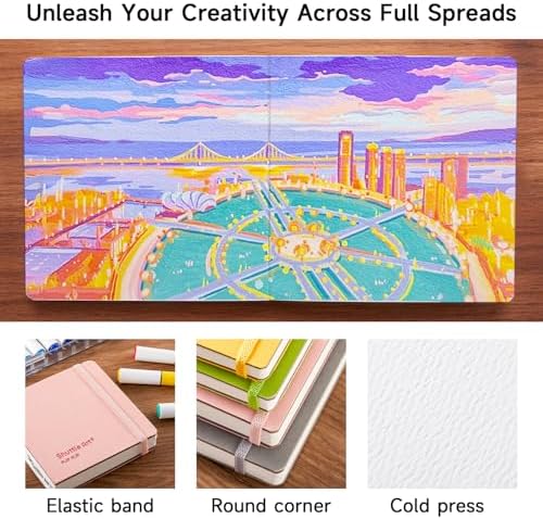 Shuttle Art Acrylic Paint Marker Journal - 30 Sheets 3.94x3.94 Watercolor Journal with 140LB (300 GSM) Watercolor Paper for Acrylic Markers & Watercolor