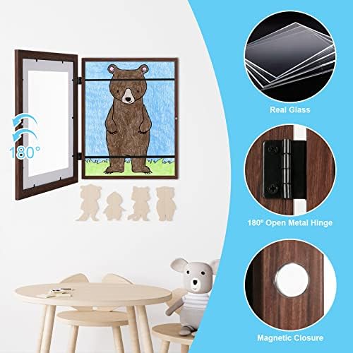 [2 Pack] Kids Art Frames, 10x12.5 Front Opening Kids Artwork Frames Changeable, Displays 8.5x11 With Mat and 10x12.5 Without Mat, Holds 50 Pcs, for 3D Picture, Crafts, Hanging Art, Portfolio Storage