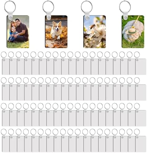 240Pcs Sublimation Keychain Blanks Double Sides 80 MDF Sublimation Keychains Blank with 160 Rings and Clips