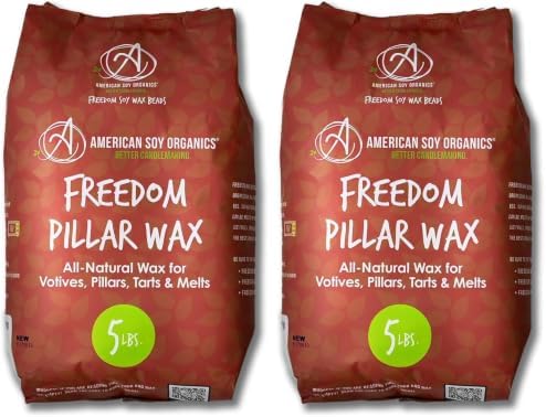 American Soy Organics Freedom Soy Wax Beads for Pillar Candle Making - Natural Supplies - Paraffin-Free, Beeswax-Free Wax for Votives, Pillars, Tarts, Tealights and Melts 5 lb (Pack of 2)