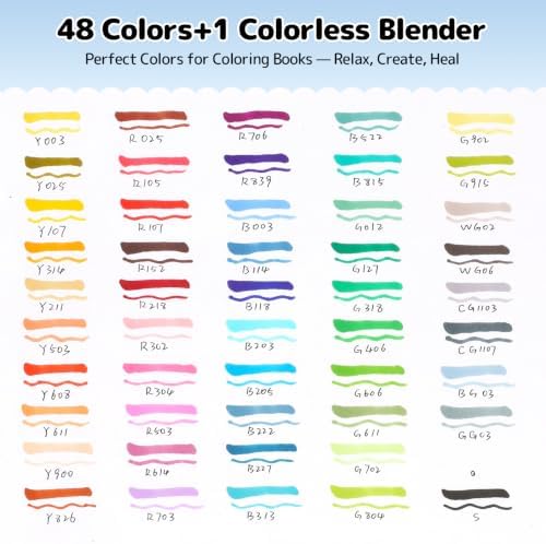 HOTU Alcohol Markers Brush&Fine Tip 48 Color for Adults Coloring Beginner | Dual Tips Art Markers Pens, Alcohol-based for Artists Drawing Illustration Sketching, Non-Bleeding Pad-CPC Certificated